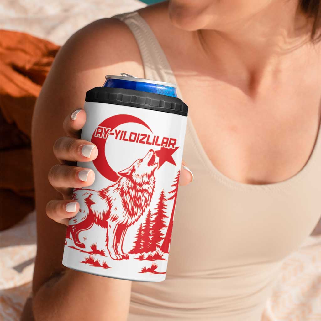 Custom Turkey Football 4 in 1 Can Cooler Tumbler Turkyie Wolf With Crescent-Stars