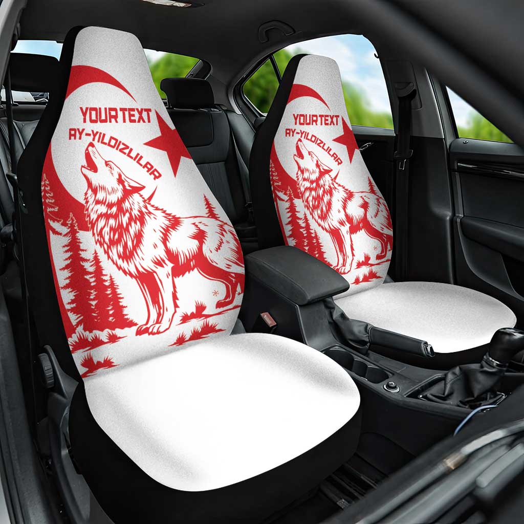 Custom Turkey Football Car Seat Cover Turkyie Wolf With Crescent-Stars