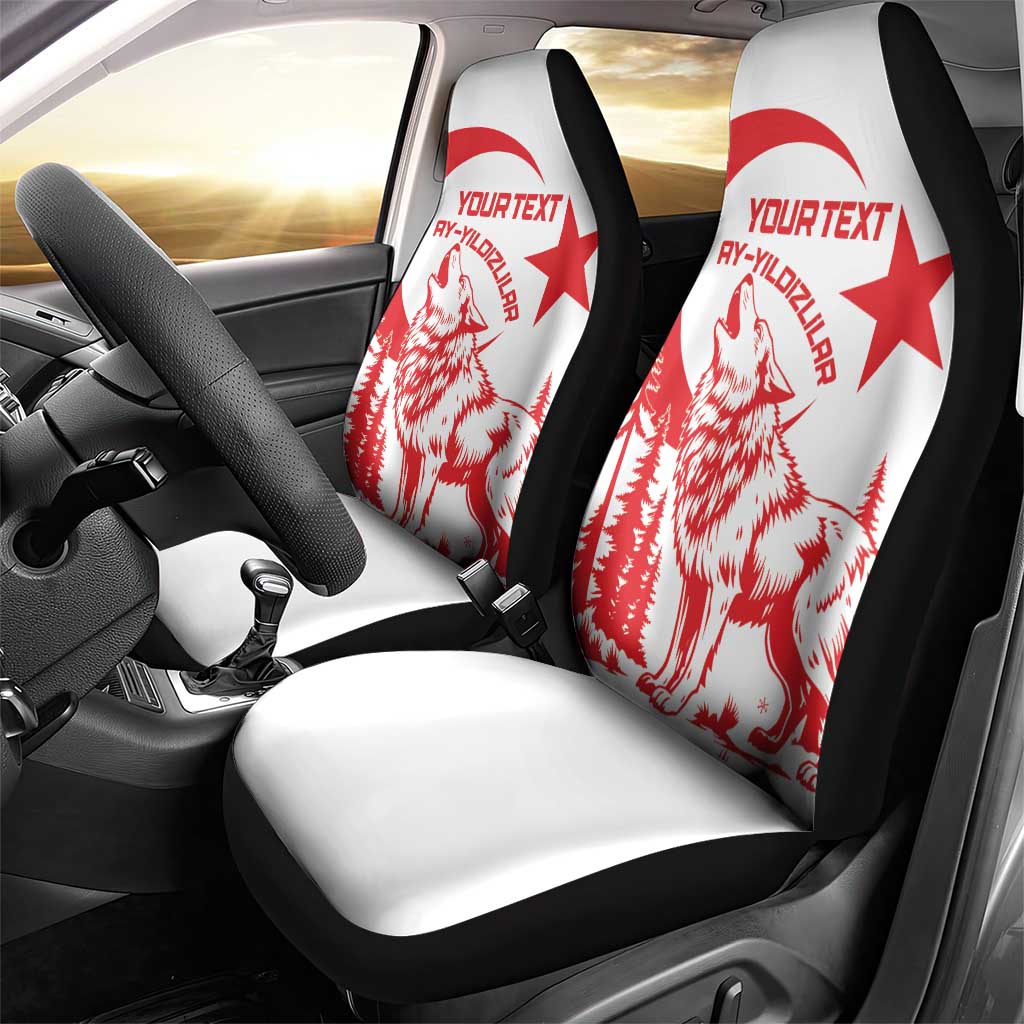 Custom Turkey Football Car Seat Cover Turkyie Wolf With Crescent-Stars