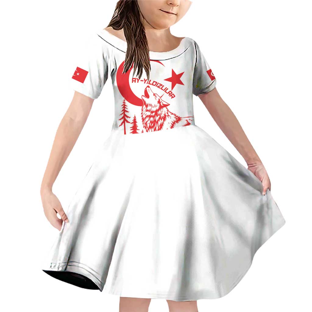 Custom Turkey Football Family Matching Off Shoulder Short Dress and Hawaiian Shirt Turkyie Wolf With Crescent-Stars