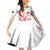 Custom Turkey Football Family Matching Off Shoulder Short Dress and Hawaiian Shirt Turkyie Wolf With Crescent-Stars
