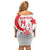Custom Turkey Football Family Matching Off Shoulder Short Dress and Hawaiian Shirt Turkyie Wolf With Crescent-Stars