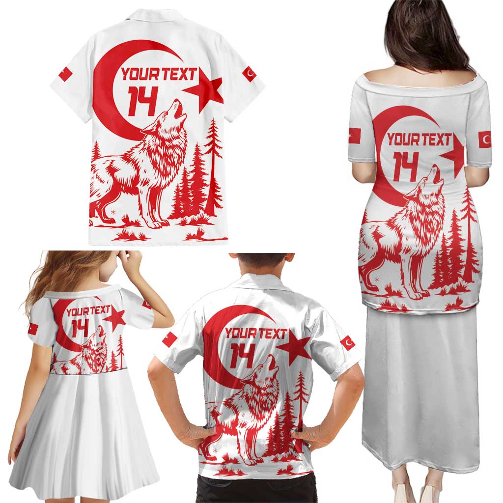 Custom Turkey Football Family Matching Puletasi and Hawaiian Shirt Turkyie Wolf With Crescent-Stars