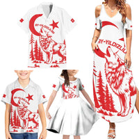 Custom Turkey Football Family Matching Summer Maxi Dress and Hawaiian Shirt Turkyie Wolf With Crescent-Stars