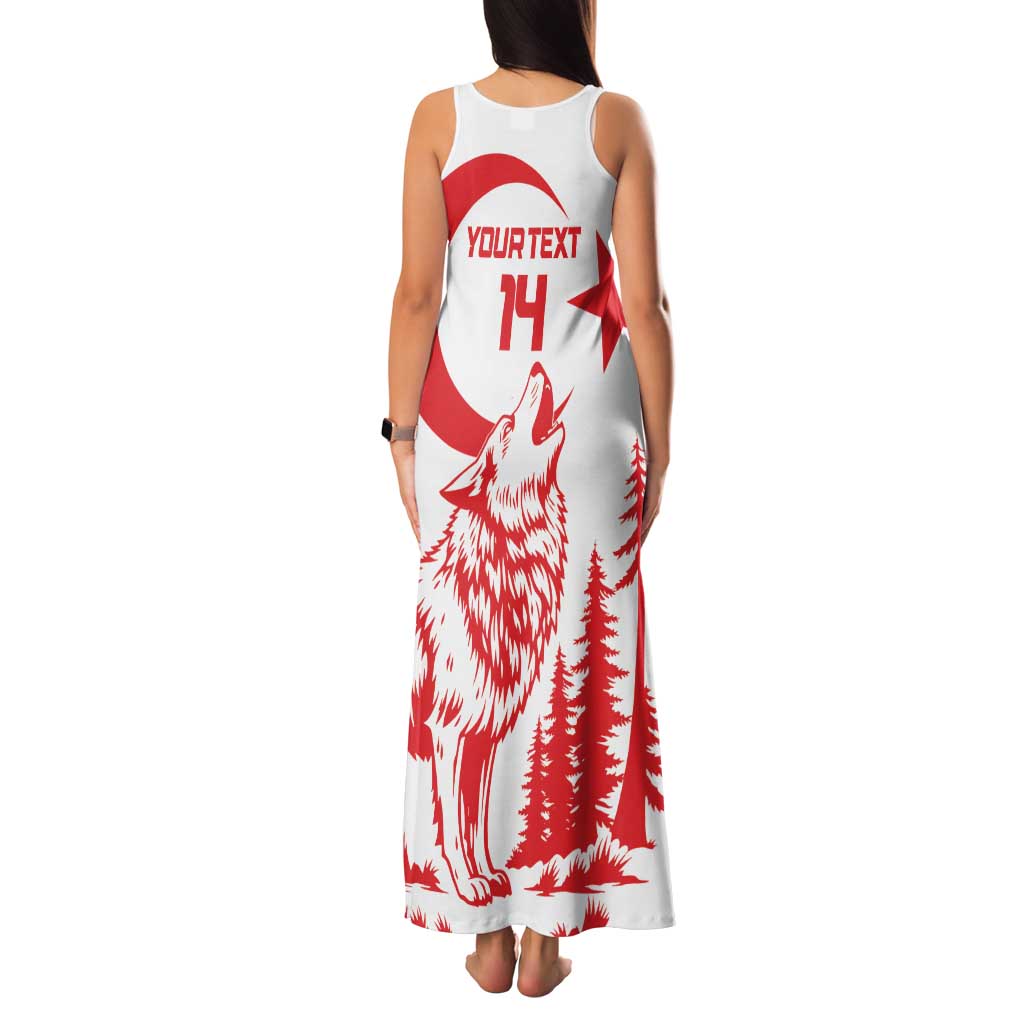 Custom Turkey Football Family Matching Tank Maxi Dress and Hawaiian Shirt Turkyie Wolf With Crescent-Stars