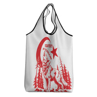 Custom Turkey Football Grocery Bag Turkyie Wolf With Crescent-Stars