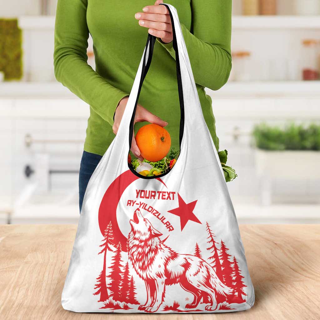 Custom Turkey Football Grocery Bag Turkyie Wolf With Crescent-Stars