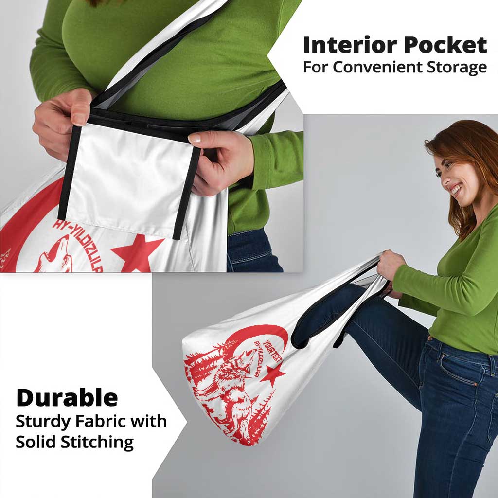 Custom Turkey Football Grocery Bag Turkyie Wolf With Crescent-Stars