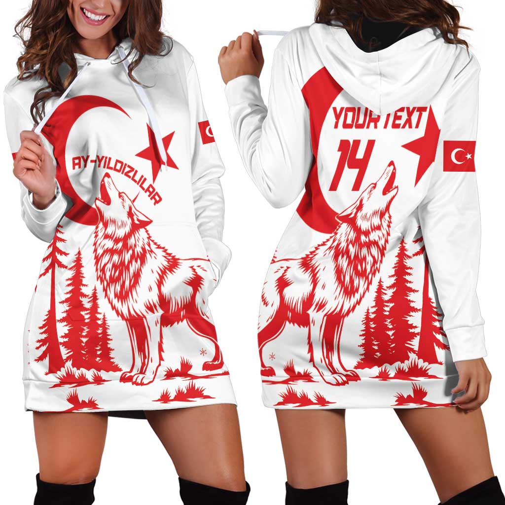 Custom Turkey Football Hoodie Dress Turkyie Wolf With Crescent-Stars