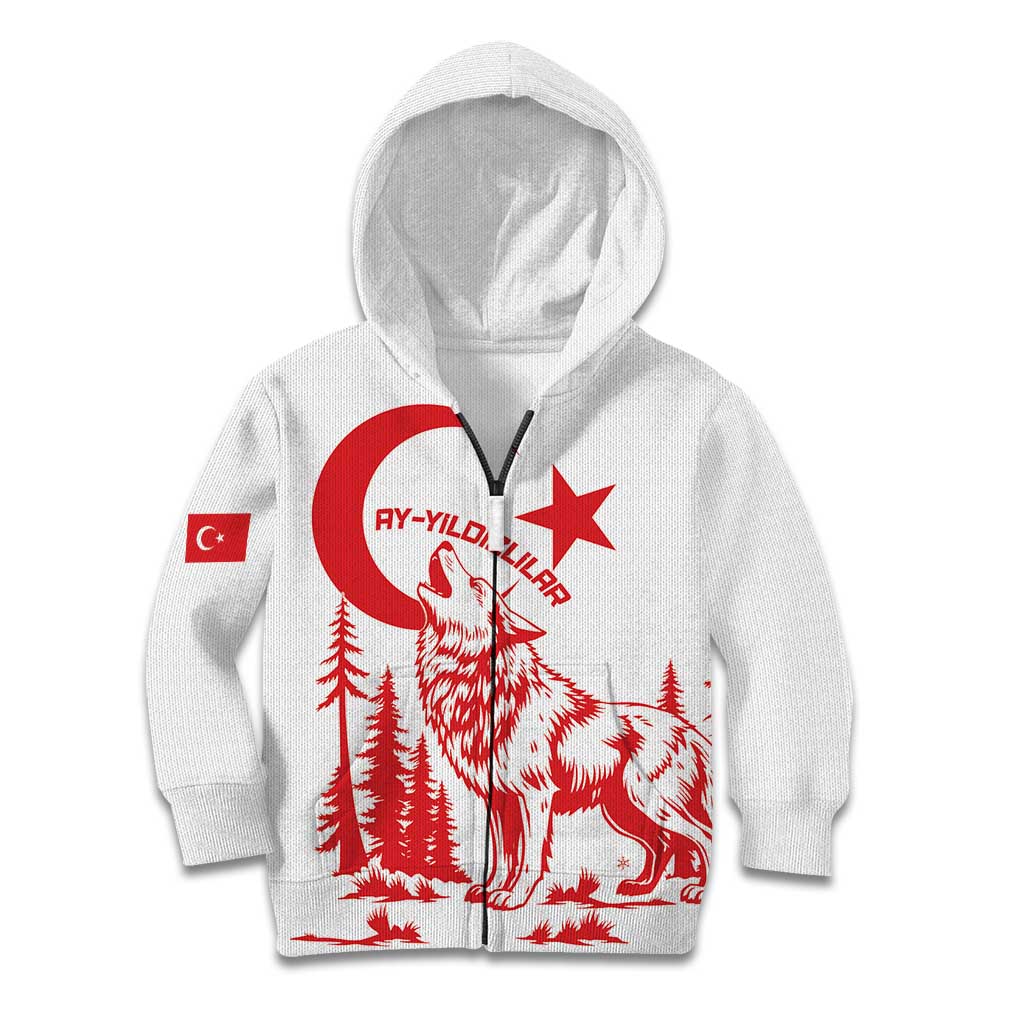 Custom Turkey Football Kid Hoodie Turkyie Wolf With Crescent-Stars