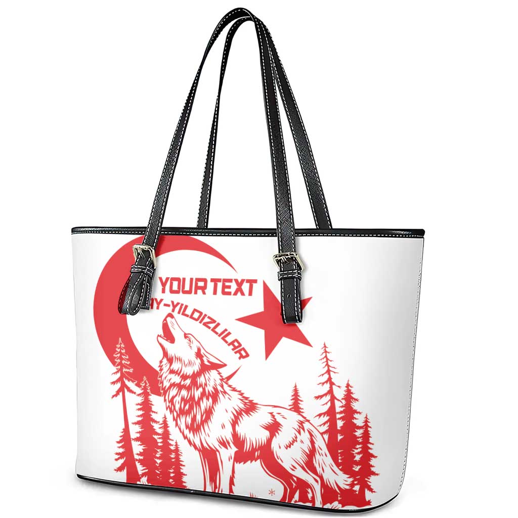Custom Turkey Football Leather Tote Bag Turkyie Wolf With Crescent-Stars
