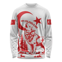 Custom Turkey Football Long Sleeve Shirt Turkyie Wolf With Crescent-Stars