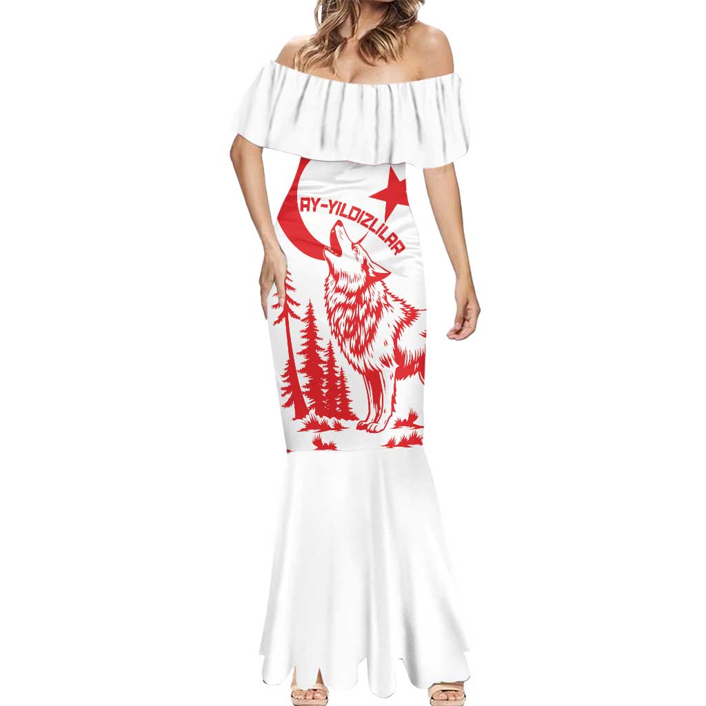 Custom Turkey Football Mermaid Dress Turkyie Wolf With Crescent-Stars