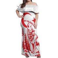 Custom Turkey Football Off Shoulder Maxi Dress Turkyie Wolf With Crescent-Stars