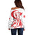 Custom Turkey Football Off Shoulder Sweater Turkyie Wolf With Crescent-Stars