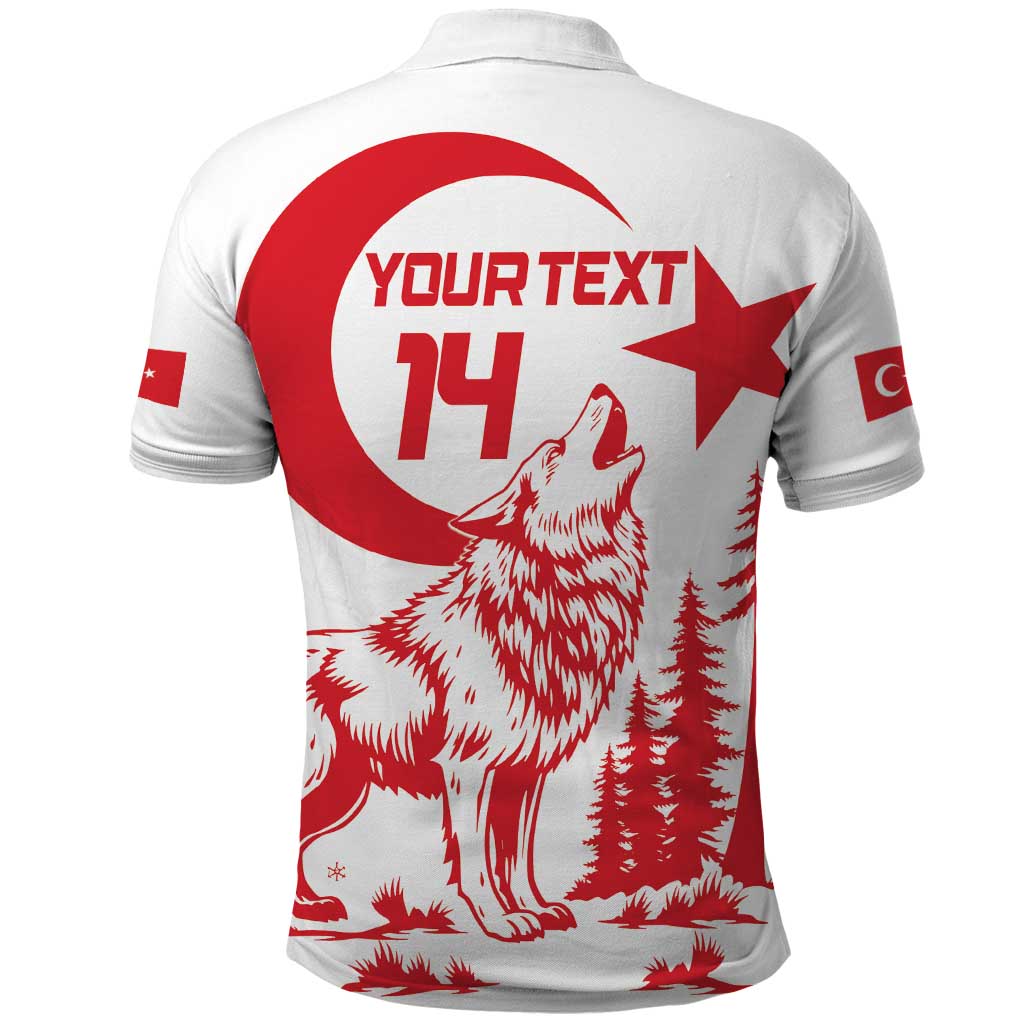 Custom Turkey Football Polo Shirt Turkyie Wolf With Crescent-Stars