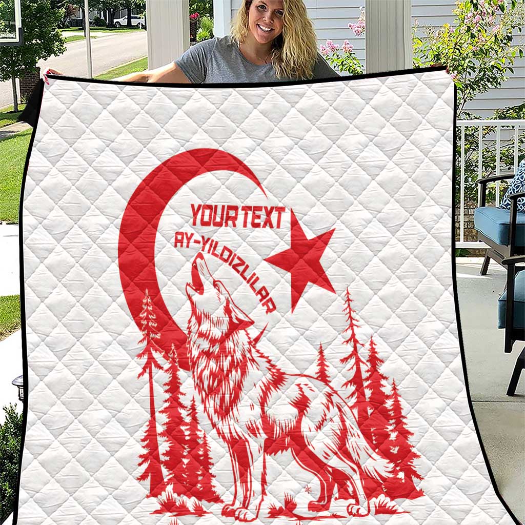 Custom Turkey Football Quilt Turkyie Wolf With Crescent-Stars