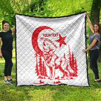 Custom Turkey Football Quilt Turkyie Wolf With Crescent-Stars