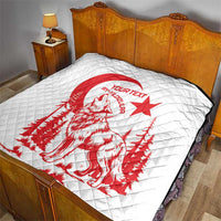 Custom Turkey Football Quilt Turkyie Wolf With Crescent-Stars