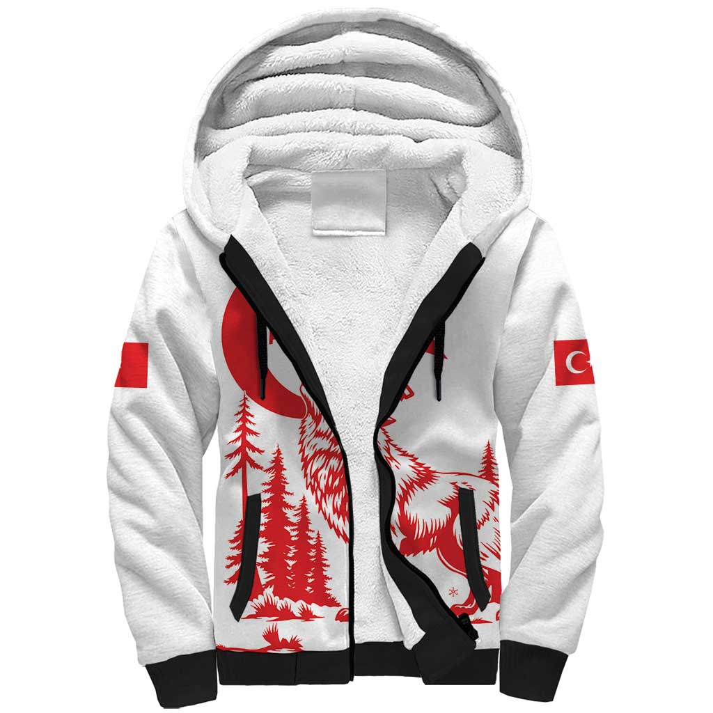 Custom Turkey Football Sherpa Hoodie Turkyie Wolf With Crescent-Stars
