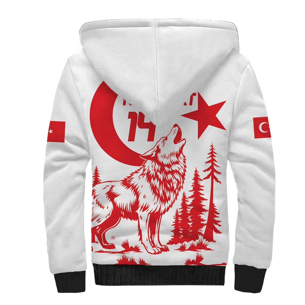 Custom Turkey Football Sherpa Hoodie Turkyie Wolf With Crescent-Stars