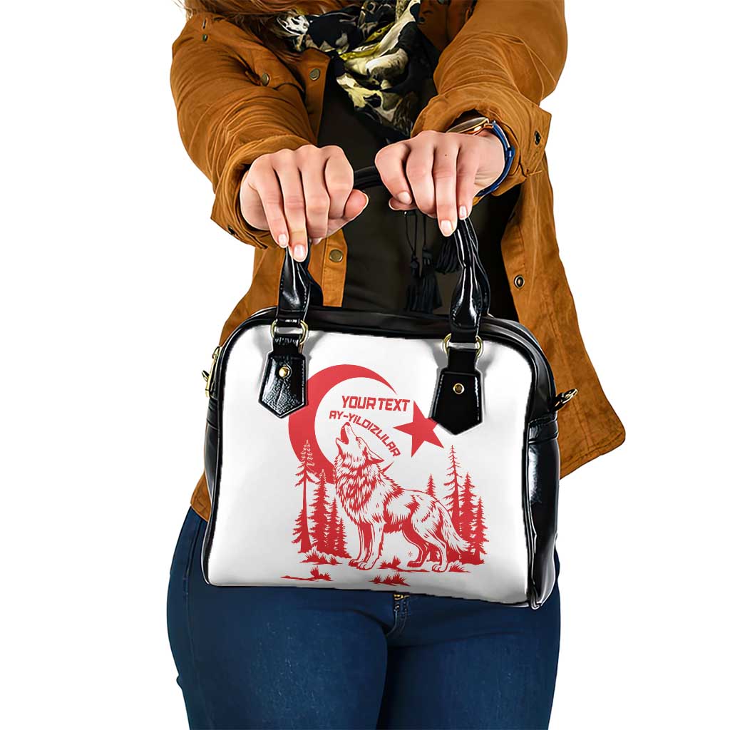 Custom Turkey Football Shoulder Handbag Turkyie Wolf With Crescent-Stars