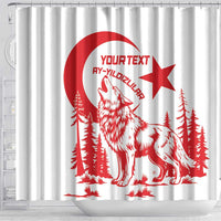 Custom Turkey Football Shower Curtain Turkyie Wolf With Crescent-Stars
