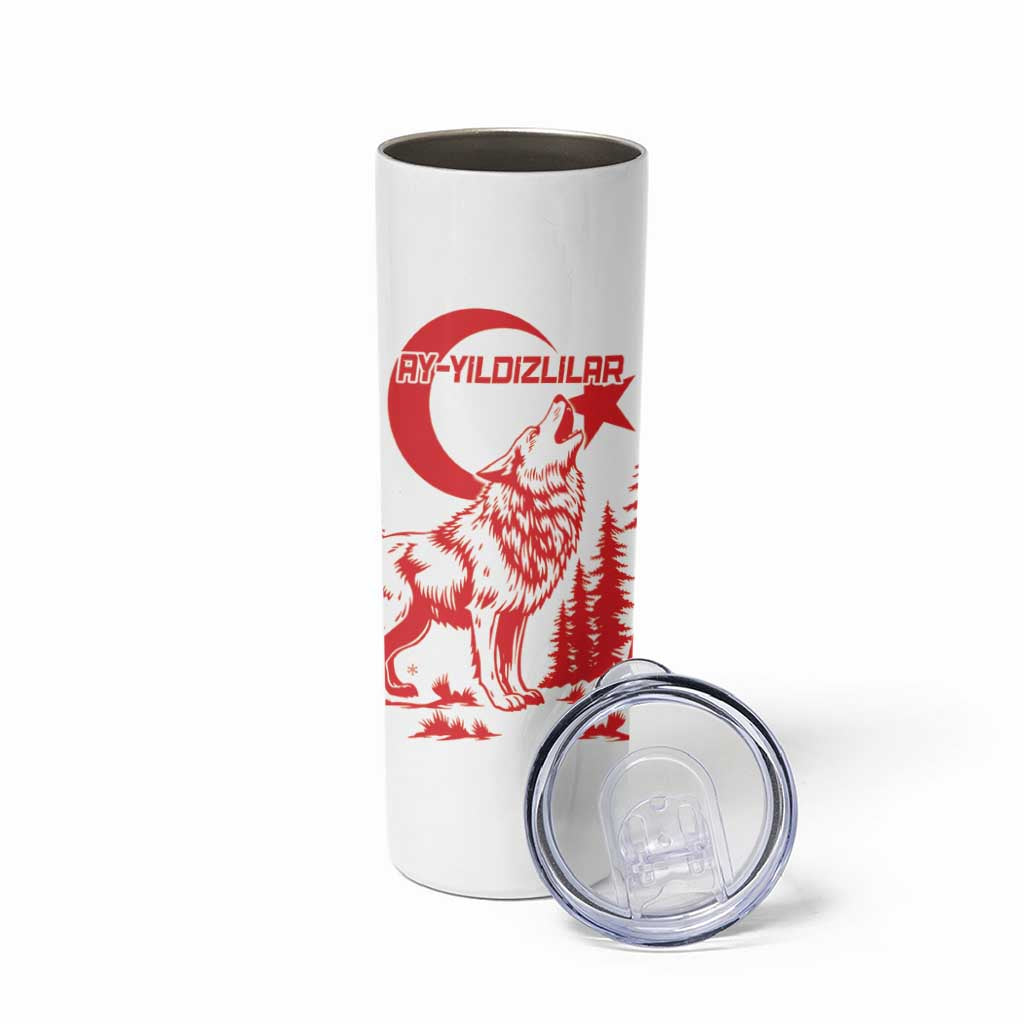 Custom Turkey Football Skinny Tumbler Turkyie Wolf With Crescent-Stars
