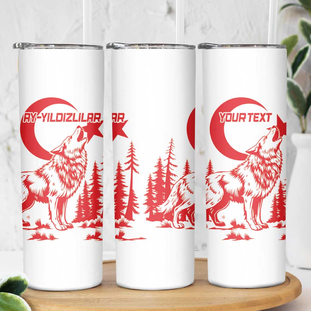 Custom Turkey Football Skinny Tumbler Turkyie Wolf With Crescent-Stars