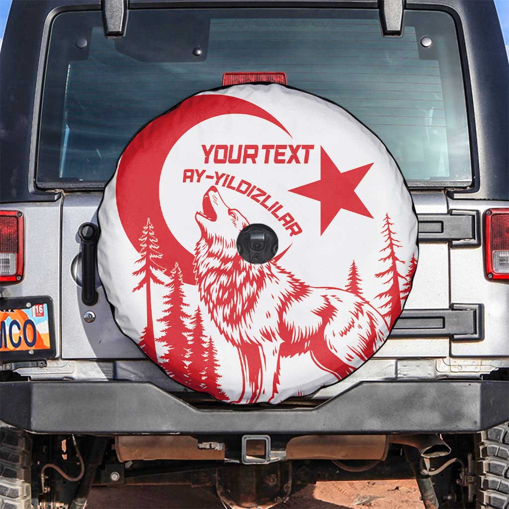 Custom Turkey Football Spare Tire Cover Turkyie Wolf With Crescent-Stars