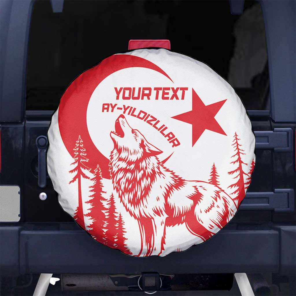 Custom Turkey Football Spare Tire Cover Turkyie Wolf With Crescent-Stars