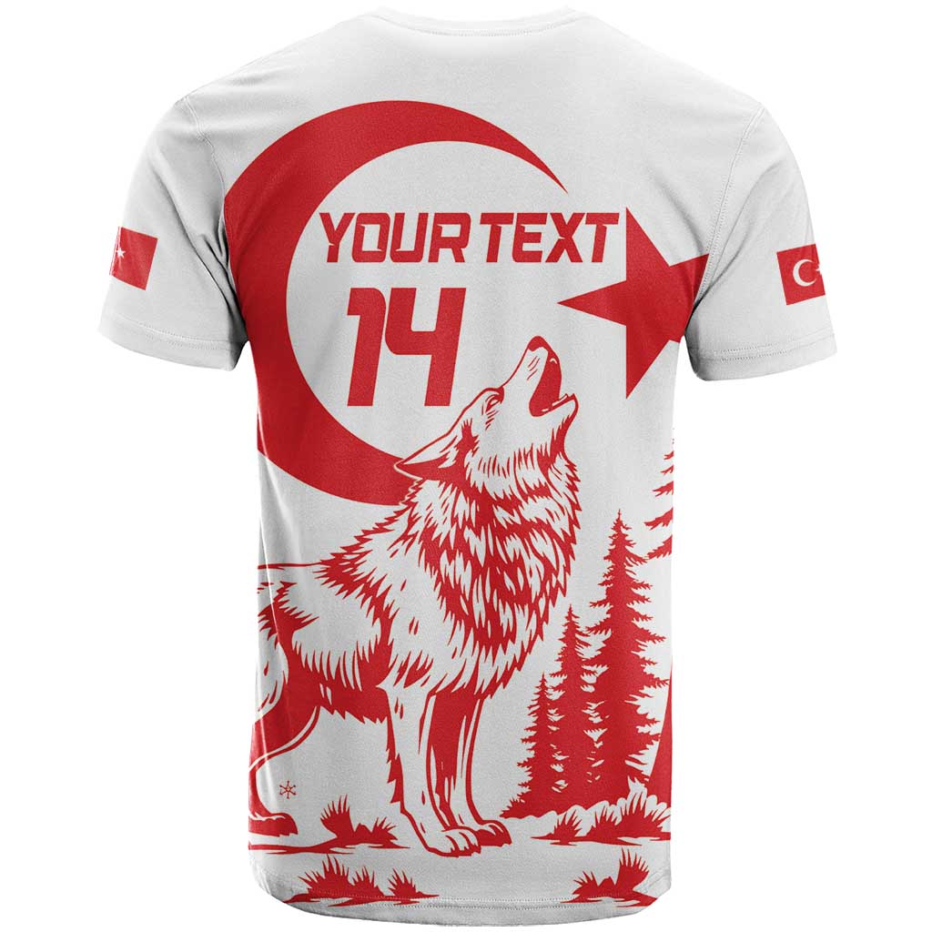 Custom Turkey Football T Shirt Turkyie Wolf With Crescent-Stars