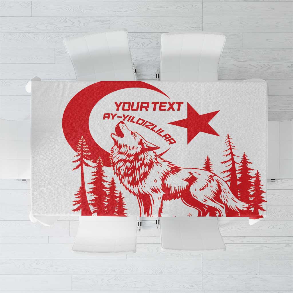 Custom Turkey Football Tablecloth Turkyie Wolf With Crescent-Stars