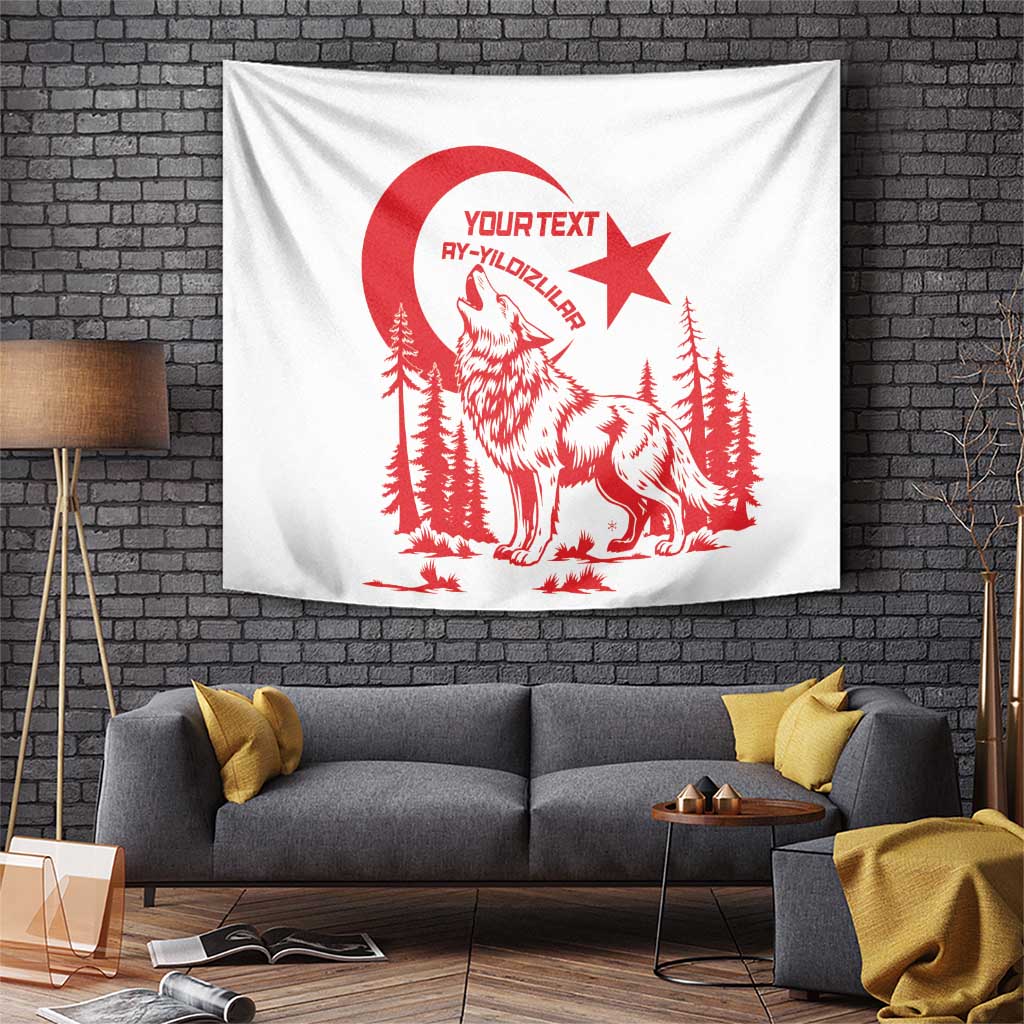 Custom Turkey Football Tapestry Turkyie Wolf With Crescent-Stars