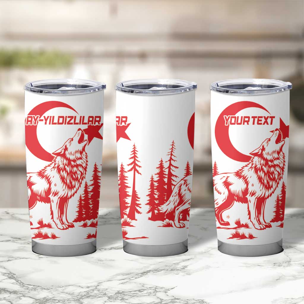 Custom Turkey Football Tumbler Cup Turkyie Wolf With Crescent-Stars