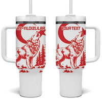 Custom Turkey Football Tumbler With Handle Turkyie Wolf With Crescent-Stars