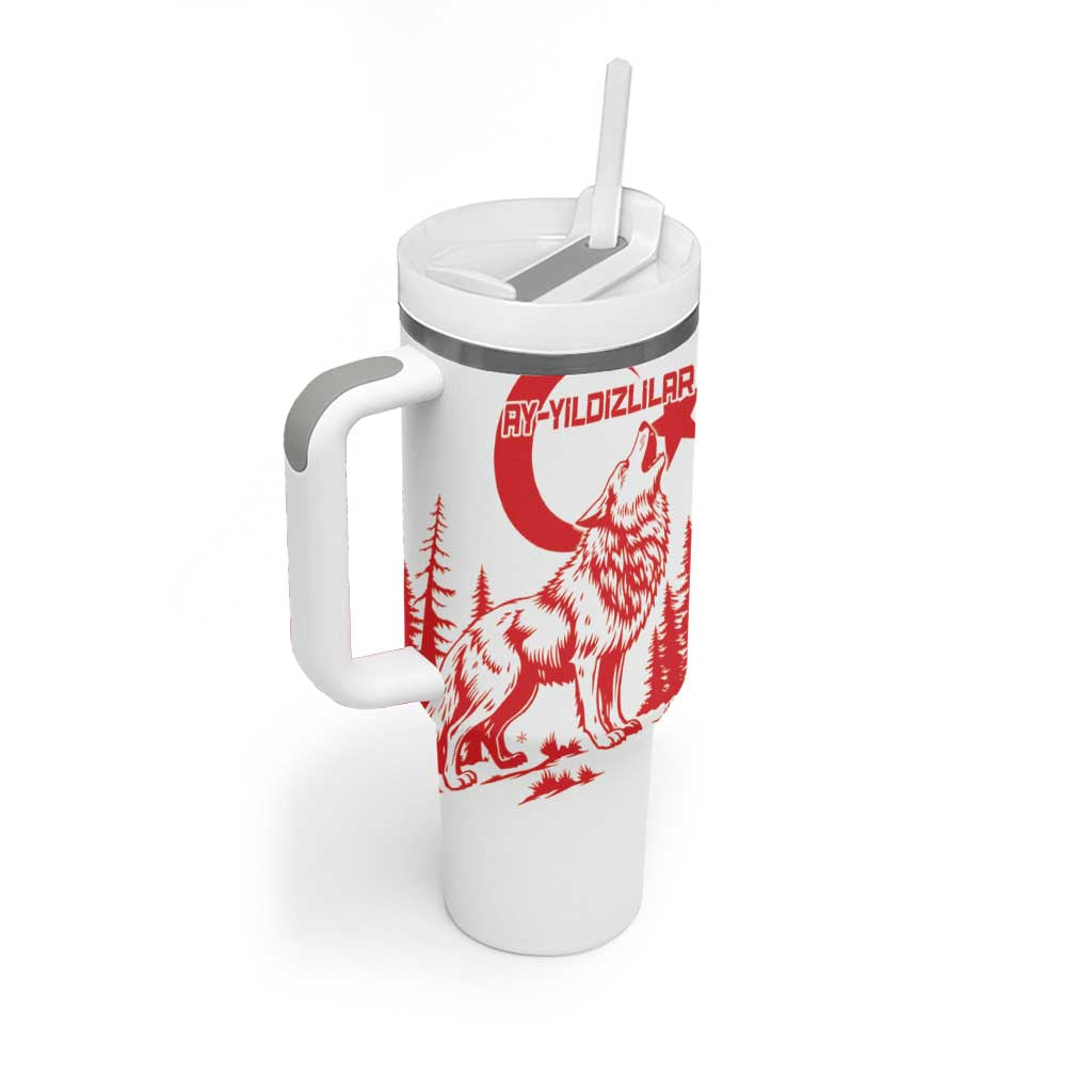 Custom Turkey Football Tumbler With Handle Turkyie Wolf With Crescent-Stars