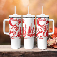 Custom Turkey Football Tumbler With Handle Turkyie Wolf With Crescent-Stars