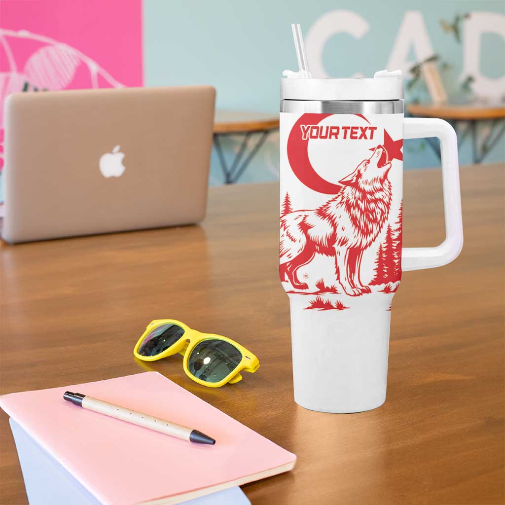 Custom Turkey Football Tumbler With Handle Turkyie Wolf With Crescent-Stars