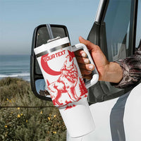 Custom Turkey Football Tumbler With Handle Turkyie Wolf With Crescent-Stars