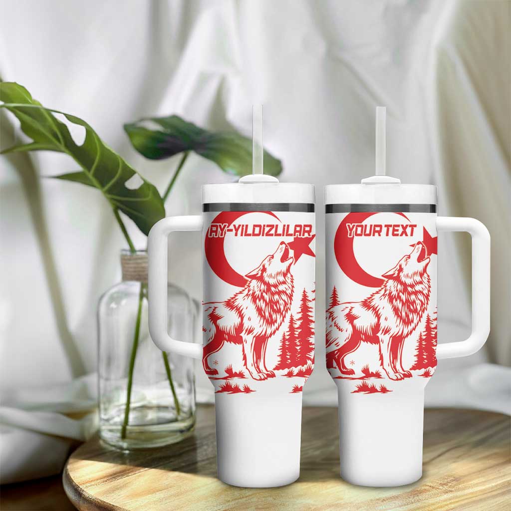 Custom Turkey Football Tumbler With Handle Turkyie Wolf With Crescent-Stars