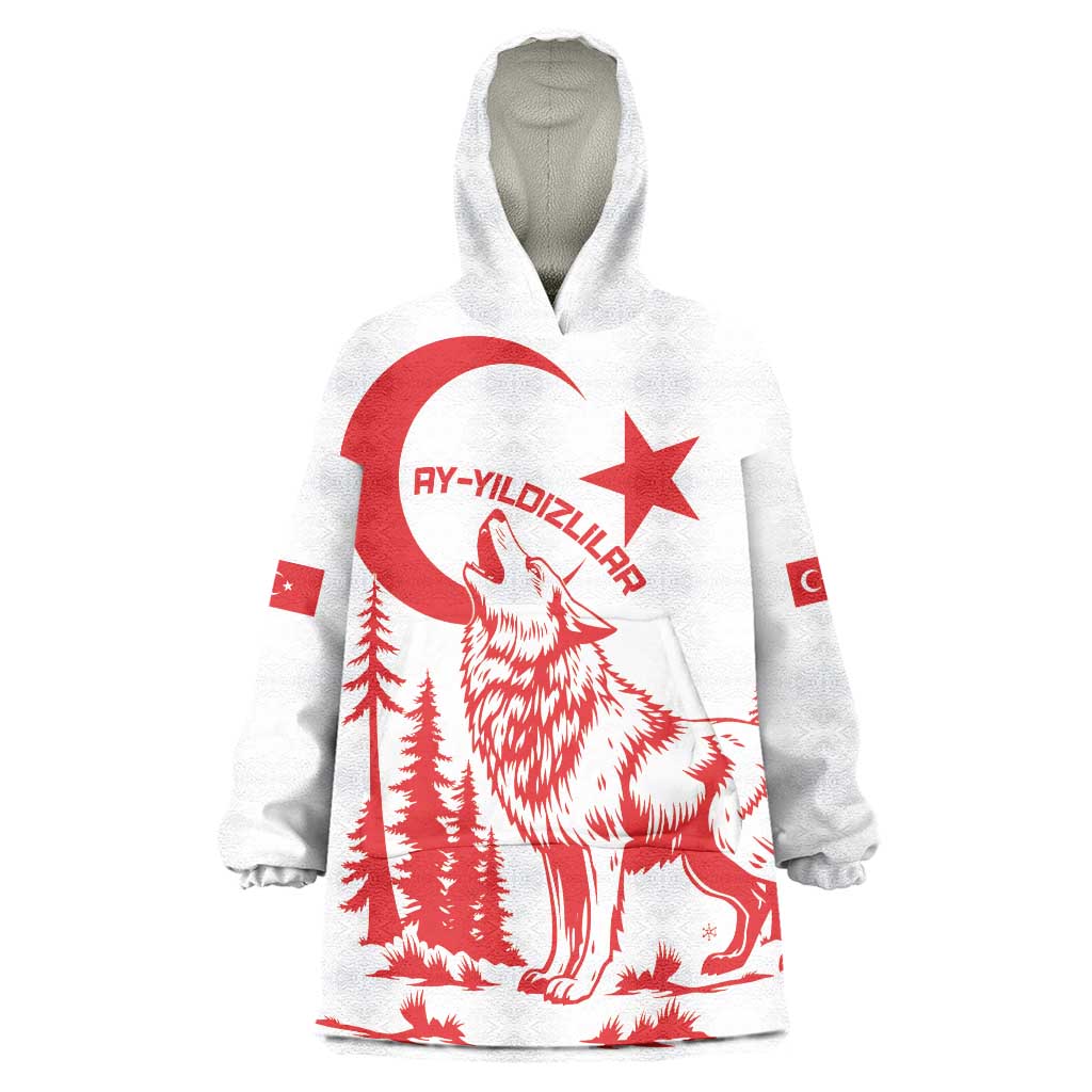 Custom Turkey Football Wearable Blanket Hoodie Turkyie Wolf With Crescent-Stars