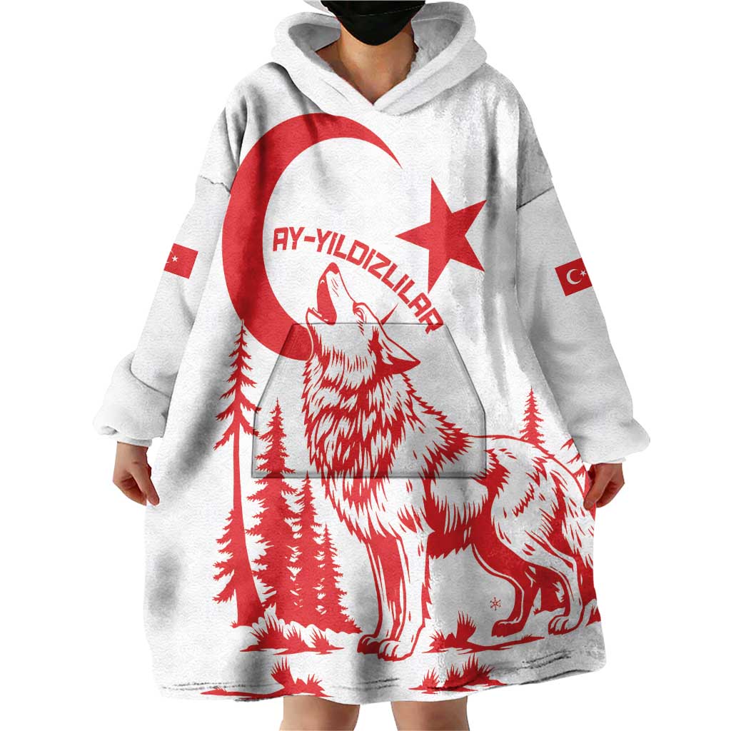 Custom Turkey Football Wearable Blanket Hoodie Turkyie Wolf With Crescent-Stars