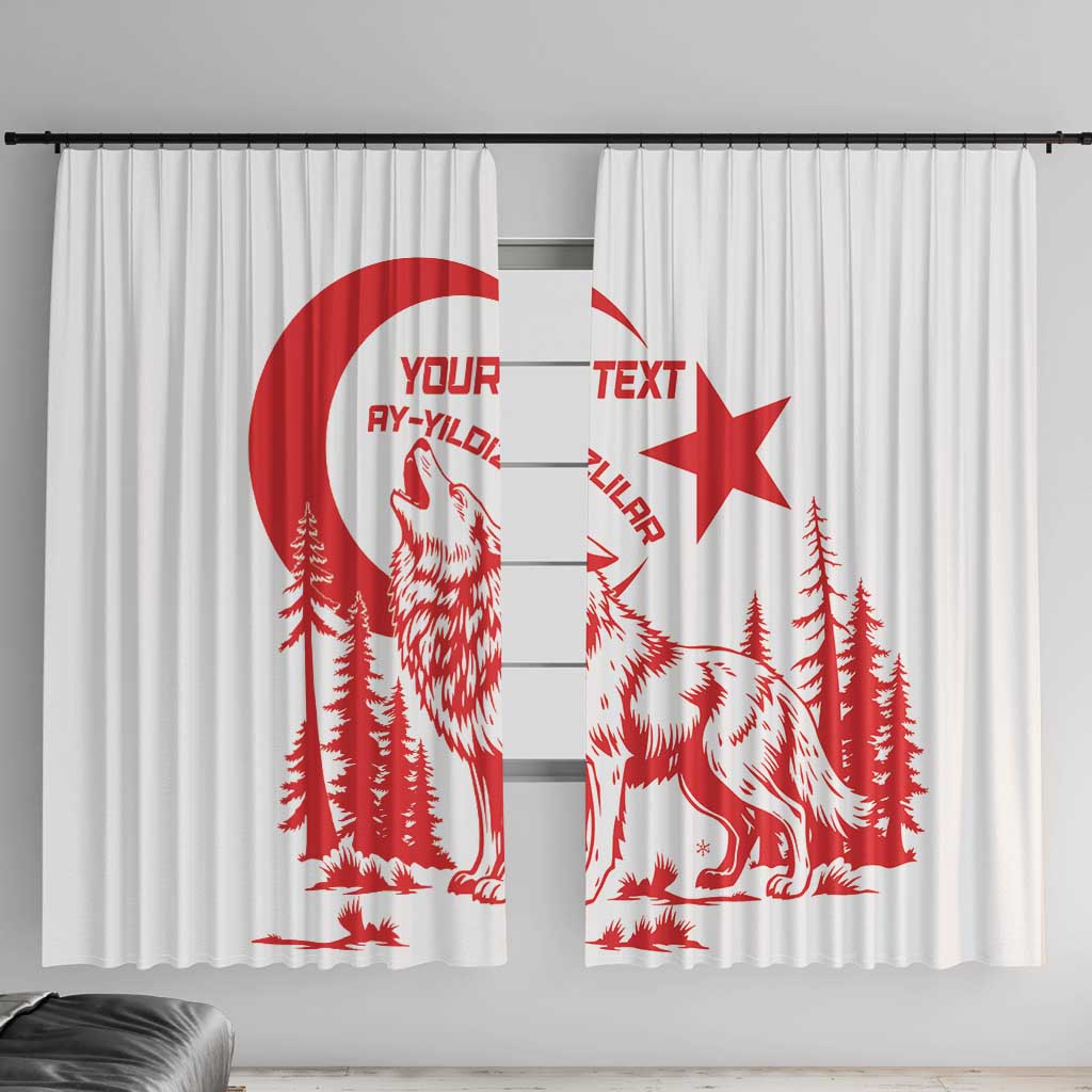 Custom Turkey Football Window Curtain Turkyie Wolf With Crescent-Stars