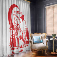 Custom Turkey Football Window Curtain Turkyie Wolf With Crescent-Stars