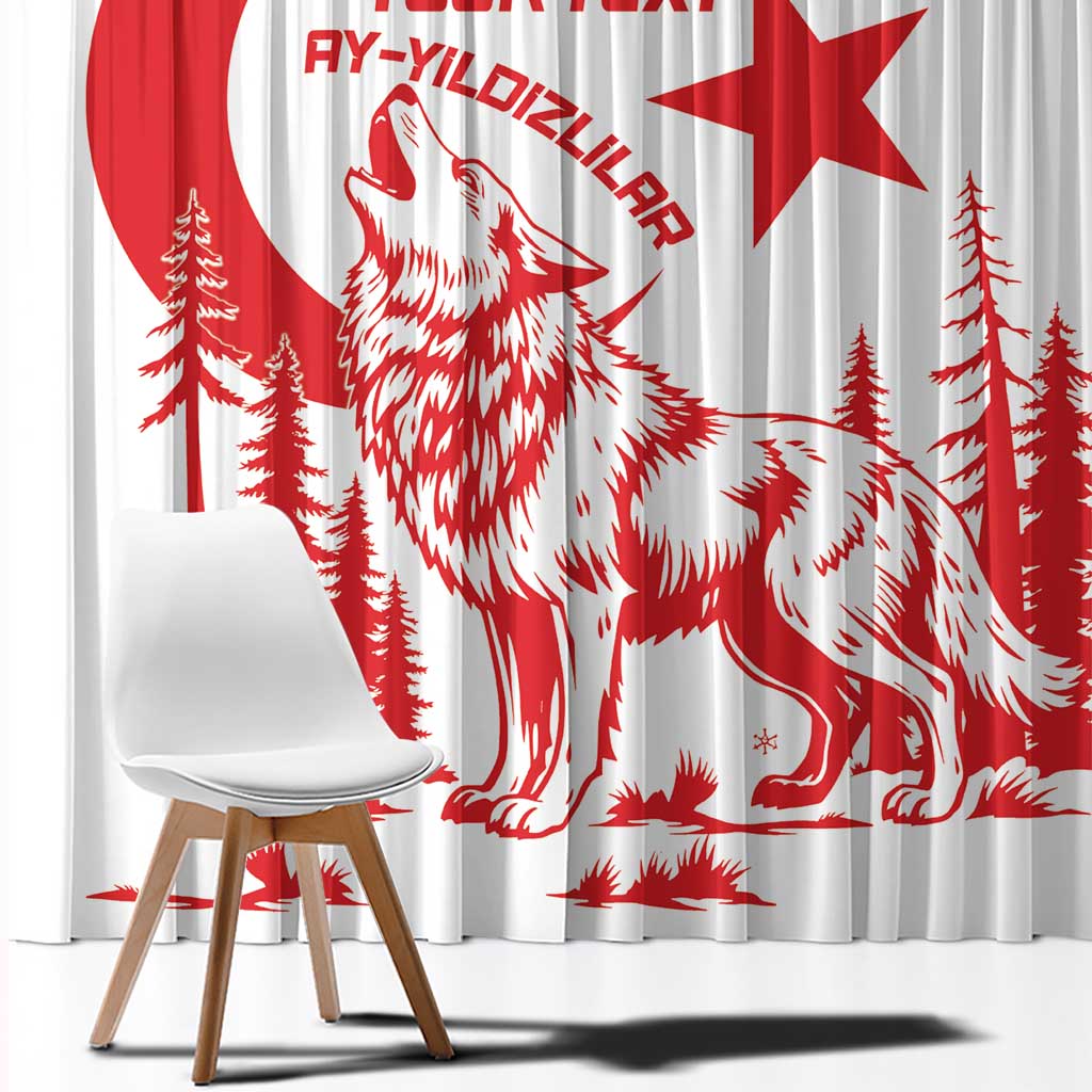 Custom Turkey Football Window Curtain Turkyie Wolf With Crescent-Stars
