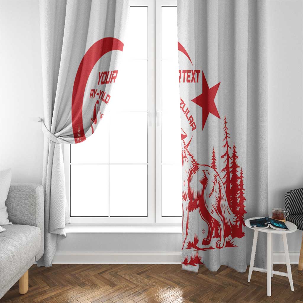Custom Turkey Football Window Curtain Turkyie Wolf With Crescent-Stars