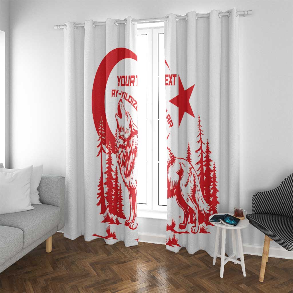Custom Turkey Football Window Curtain Turkyie Wolf With Crescent-Stars