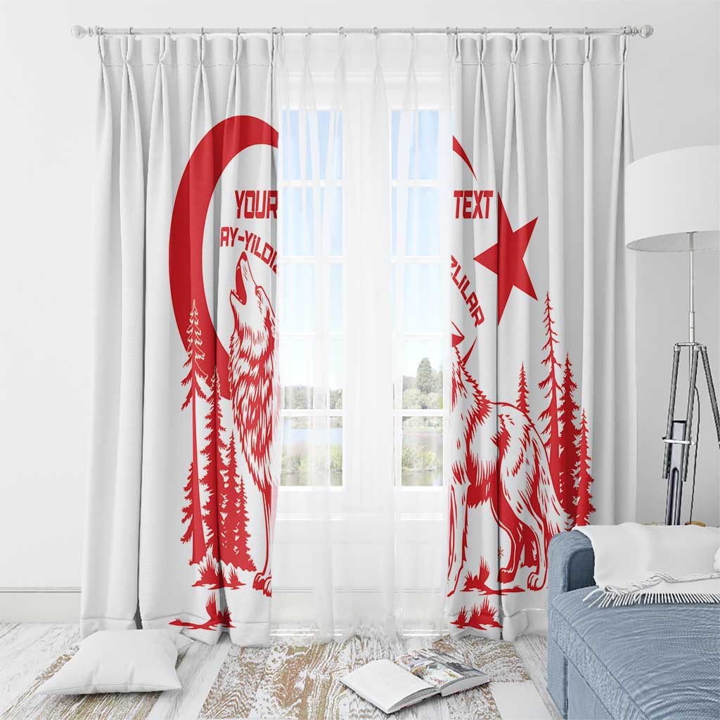 Custom Turkey Football Window Curtain Turkyie Wolf With Crescent-Stars