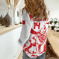 Custom Turkey Football Women Casual Shirt Turkyie Wolf With Crescent-Stars